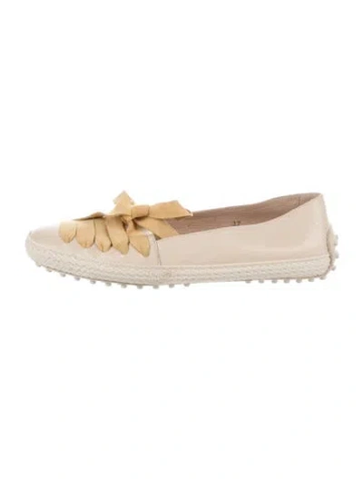 Pre-owned Tod's Leather Colorblock Pattern Espadrilles In Neutral
