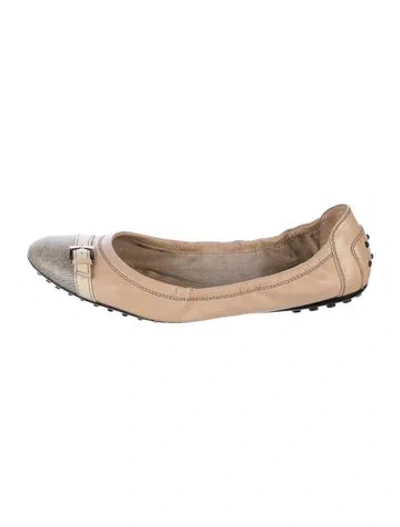 Pre-owned Tod's Leather Colorblock Pattern Flats In Neutral
