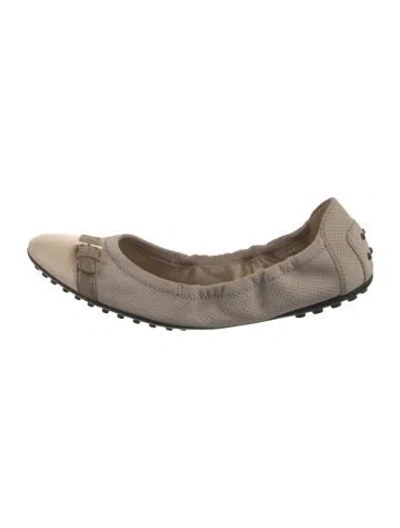 Pre-owned Tod's Leather Colorblock Pattern Flats In Neutral