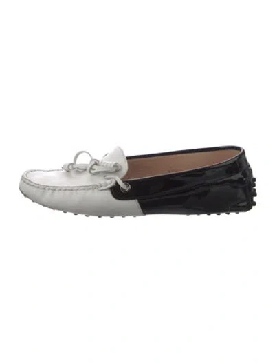 Pre-owned Tod's Leather Colorblock Pattern Loafers In Black
