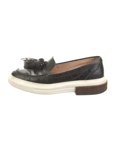 Pre-owned Tod's Leather Colorblock Pattern Loafers In Black