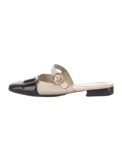 Pre-owned Tod's Leather Colorblock Pattern Mules In Black