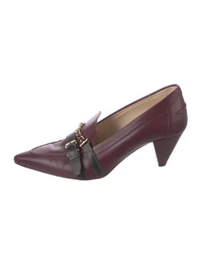 Pre-owned Tod's Leather Colorblock Pattern Pumps In Burgundy