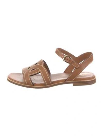 Pre-owned Tod's Leather Colorblock Pattern Sandals In Brown