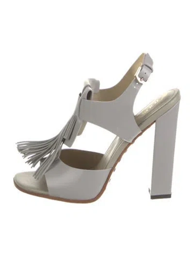 Pre-owned Tod's Leather Colorblock Pattern Slingback Sandals In Gray