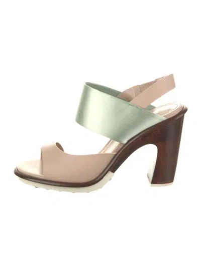Pre-owned Tod's Leather Colorblock Pattern Slingback Sandals In Neutral