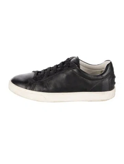 Pre-owned Tod's Leather Colorblock Pattern Sneakers In Black