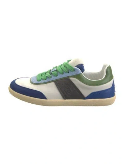 Pre-owned Tod's Leather Colorblock Pattern Sneakers In Blue
