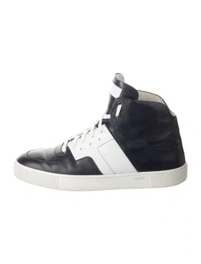 Pre-owned Tod's Leather Colorblock Pattern Sneakers In Blue