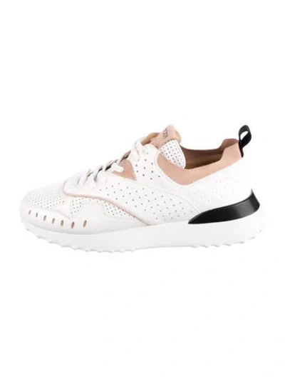 Pre-owned Tod's Leather Colorblock Pattern Sneakers In White