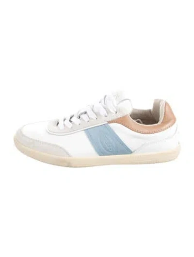 Pre-owned Tod's Leather Colorblock Pattern Sneakers In White