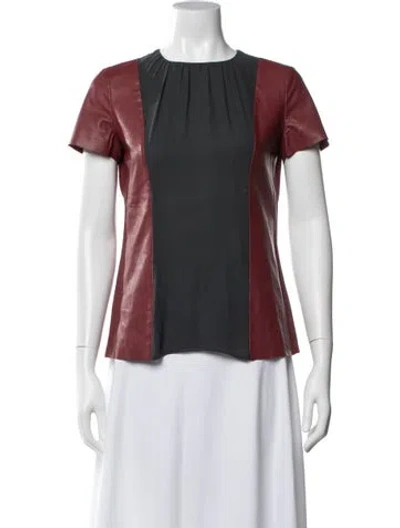 Pre-owned Tod's Leather Colorblock Pattern Top In White