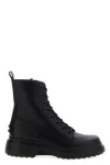Tod's Chunky Sole Round Toe Ankle Boots With Pull Tab In Black