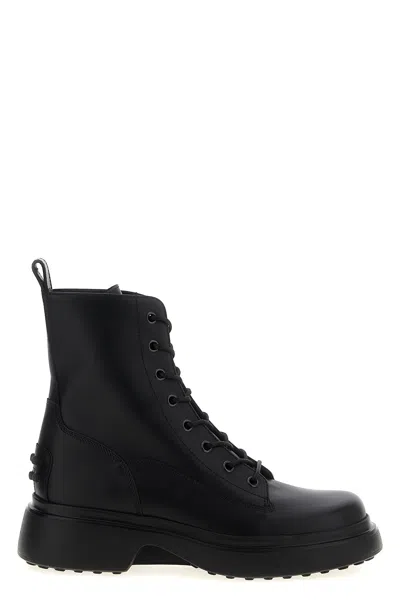 Tod's Leather Combat Boots In Black
