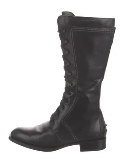 Pre-owned Tod's Leather Combat Boots In Black