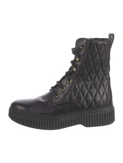 Pre-owned Tod's Leather Combat Boots In Black