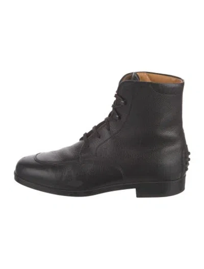 Pre-owned Tod's Leather Combat Boots In Black