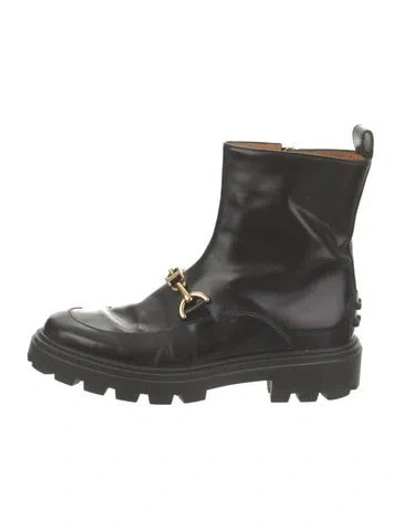 Pre-owned Tod's Leather Combat Boots In Black