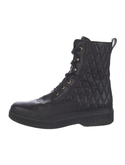 Pre-owned Tod's Leather Combat Boots In Black
