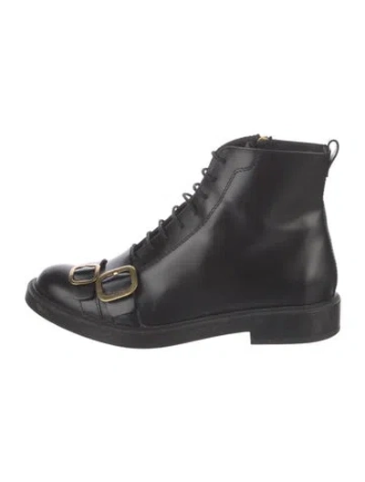 Pre-owned Tod's Leather Combat Boots In Black