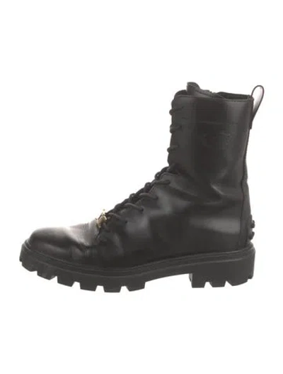Pre-owned Tod's Leather Combat Boots In Black
