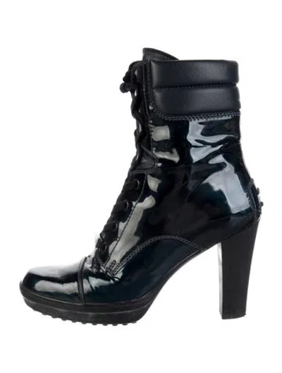 Pre-owned Tod's Leather Combat Boots In Black