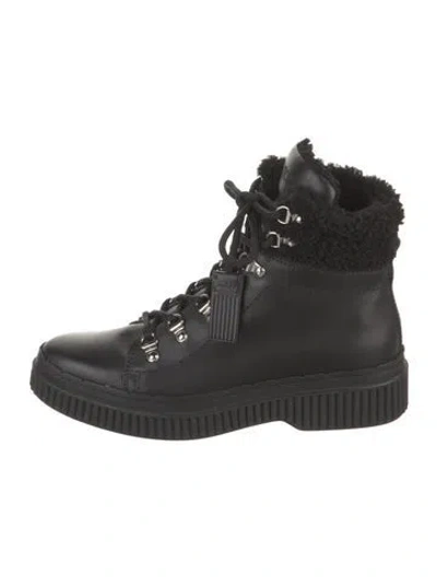 Pre-owned Tod's Leather Combat Boots In Black