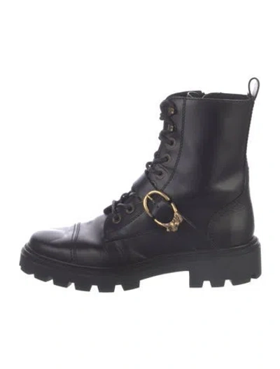 Pre-owned Tod's Leather Combat Boots In Black