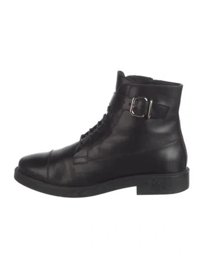 Pre-owned Tod's Leather Combat Boots In Black