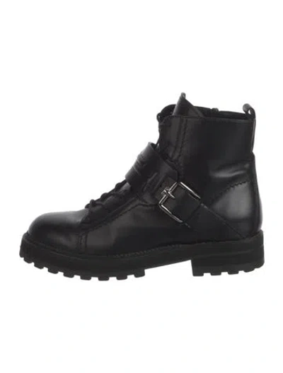 Pre-owned Tod's Leather Combat Boots In Black