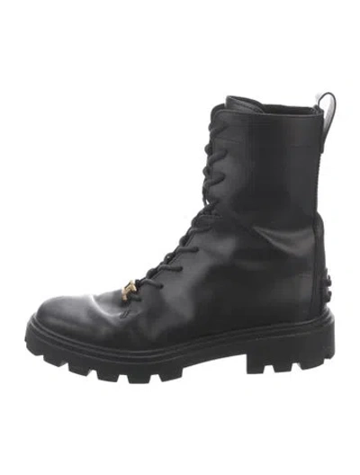 Pre-owned Tod's Leather Combat Boots In Black
