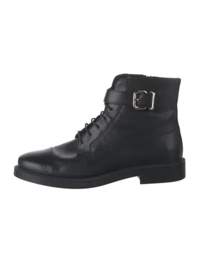 Pre-owned Tod's Leather Combat Boots In Black