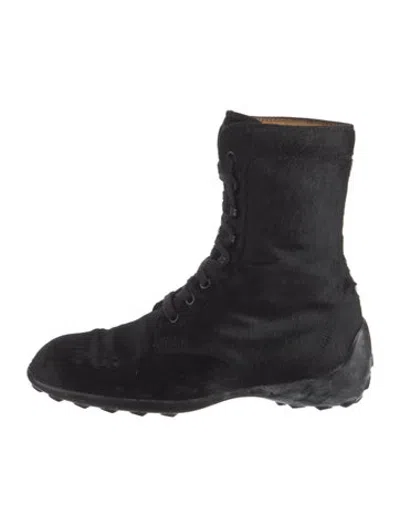 Pre-owned Tod's Leather Combat Boots In Black