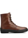 Tod's Leather Combat Boots In Brown