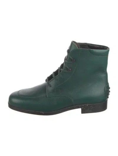 Pre-owned Tod's Leather Combat Boots In Green