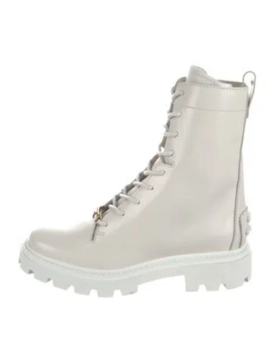 Pre-owned Tod's Leather Combat Boots In Neutral