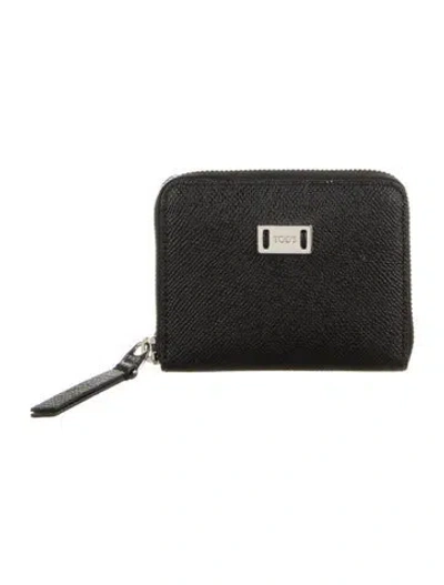 Pre-owned Tod's Leather Compact Wallet In Black