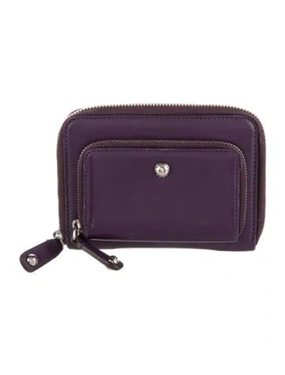 Pre-owned Tod's Leather Compact Wallet In Purple