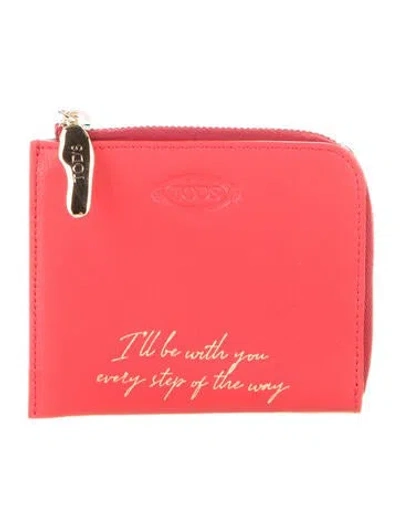 Pre-owned Tod's Leather Compact Wallet In Red