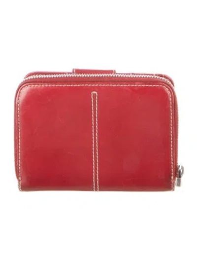 Pre-owned Tod's Leather Compact Wallet In Red
