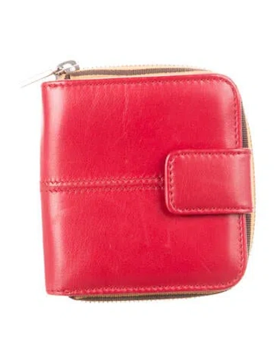 Pre-owned Tod's Leather Compact Wallet In Red