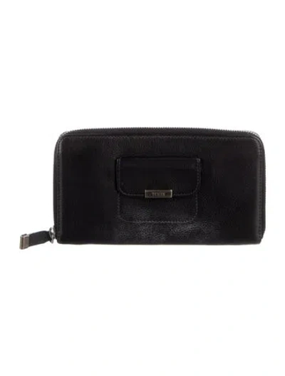 Pre-owned Tod's Leather Continental Wallet In Black