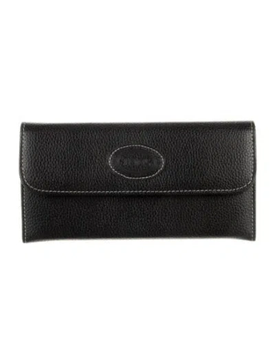 Pre-owned Tod's Leather Continental Wallet In Black