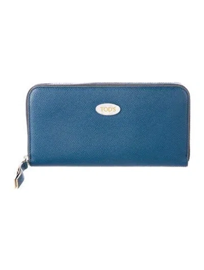 Pre-owned Tod's Leather Continental Wallet In Blue