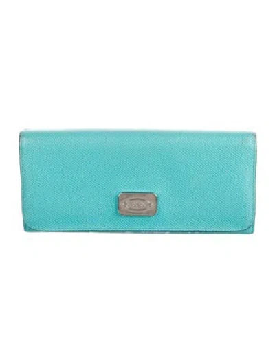 Pre-owned Tod's Leather Continental Wallet In Blue