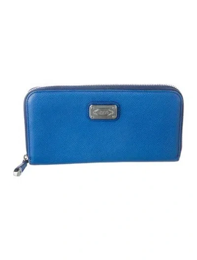 Pre-owned Tod's Leather Continental Wallet In Blue