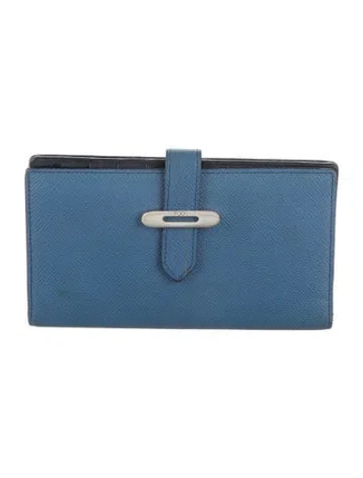 Pre-owned Tod's Leather Continental Wallet In Blue