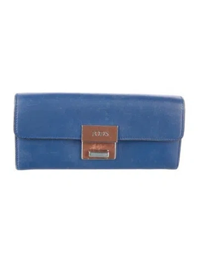 Pre-owned Tod's Leather Continental Wallet In Blue