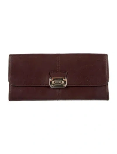 Pre-owned Tod's Leather Continental Wallet In Brown