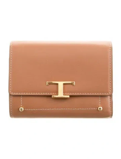 Pre-owned Tod's Leather Continental Wallet In Brown